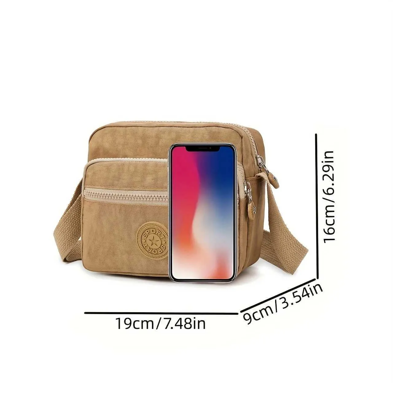 Borsa a tracolla retrò in nylon, elegante e resistente, organizer per telefono cellulare - versatile per viaggi, sport, abbigliamento casual C241021_voghion.com
