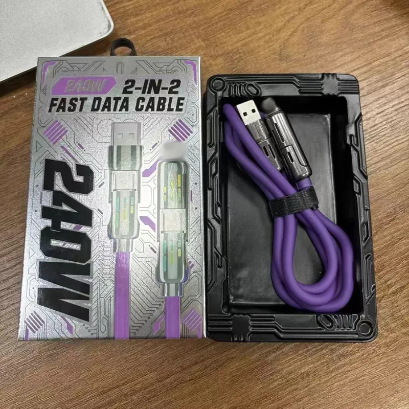 4-In-1 Super Fast Charging With Colorful Breathing Light Type-C Silicone Mobile Phone Data Cable_voghion.com
