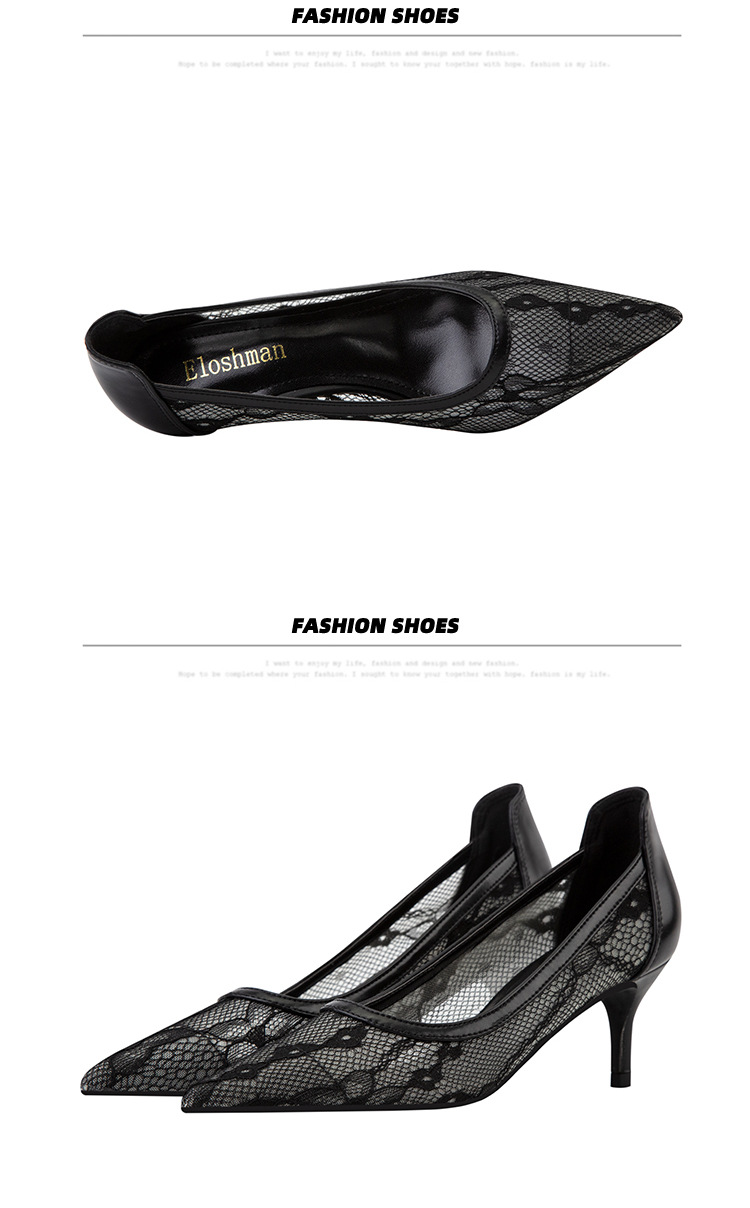 High heel thin heel shallow point flower embroidery lace mesh hollow sexy night club shoes_voghion.com