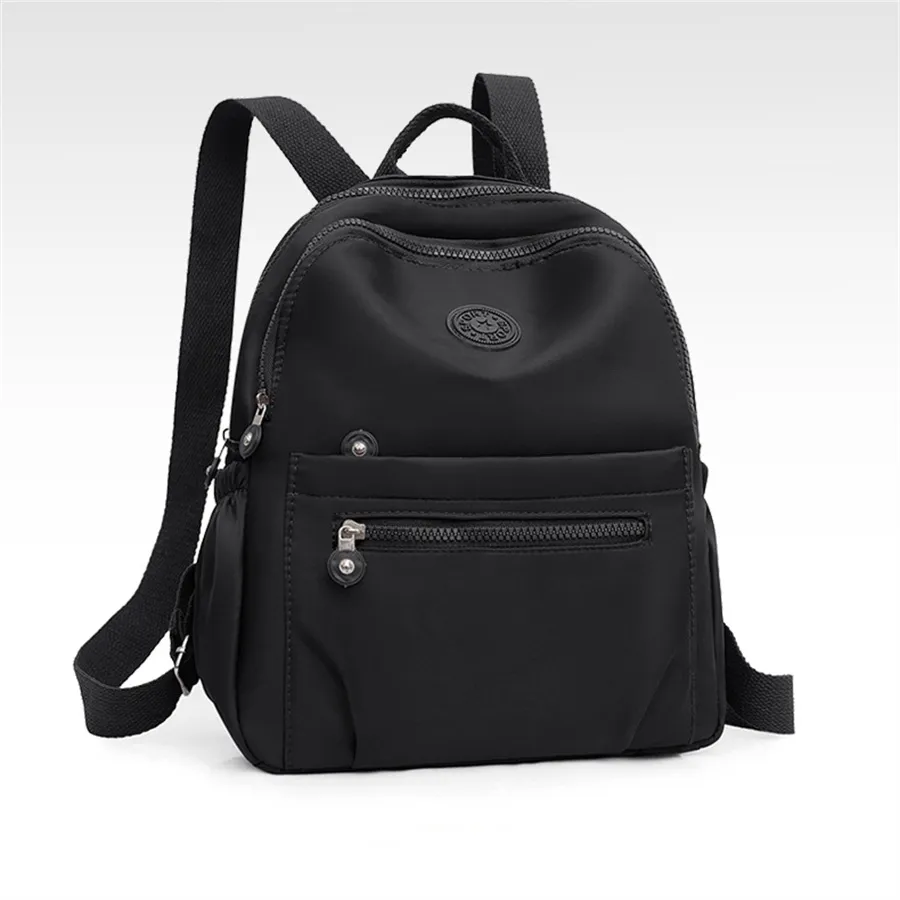 Solid Color Nylon Backpack, Lightweight Travel School Bag, Fashion Daypack For Work,Travel Bag Can Be Hung In Lage_voghion.com