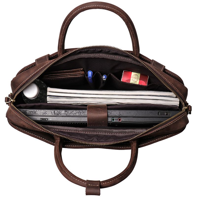 Handliche Dokumententasche Herren, Rindsleder, einzelne Schulter, diagonale Spreiztasche, lässige Retro-Tasche aus_voghion.com
