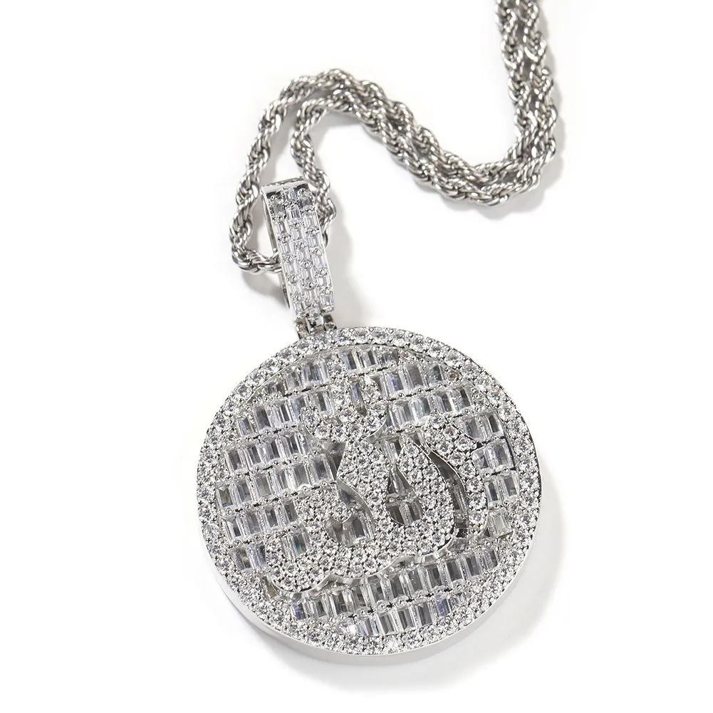 Collier avec pendentif rond symbole Hip Hop, bijoux plaqués or véritable, cadeau cool pour hommes_voghion.com