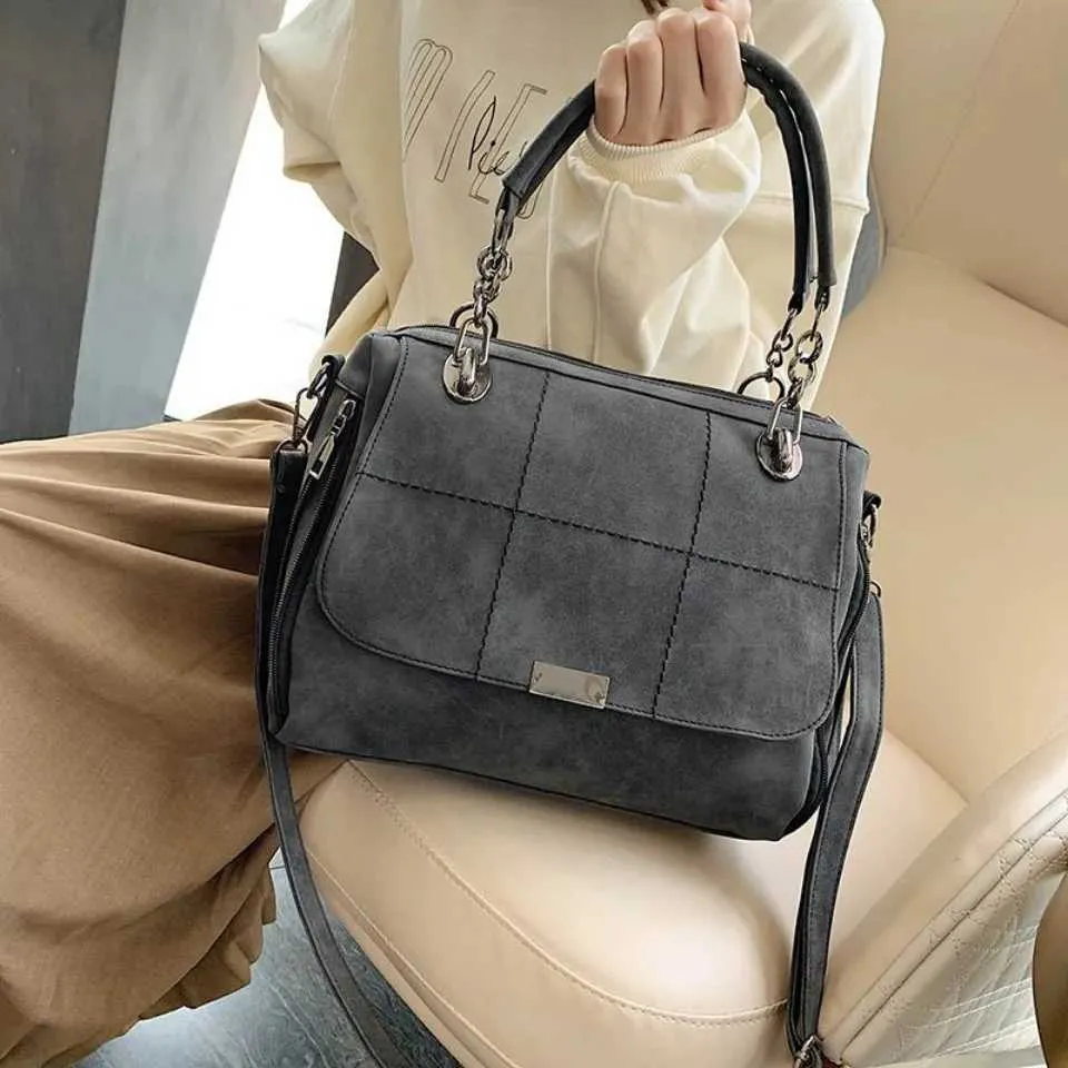 Borsa a tracolla vintage classica retrò alla moda in morbida pelle PU casual con tracolla singola, grande capacità_voghion.com