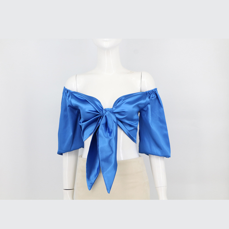 Canotta da donna con scollo a V e nodo di coniglio, senza spalline, a maniche lunghe, sexy, con spalle scoperte, colorata, estiva 2025_voghion.com