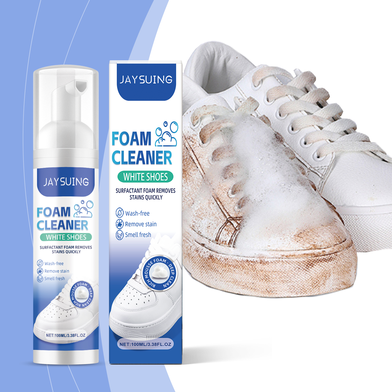Jaysuing Little White Shoes Foam Cleaner Sports Shoes Decontamination Vamp Clean And Wash Free Whitening Cleaner_voghion.com