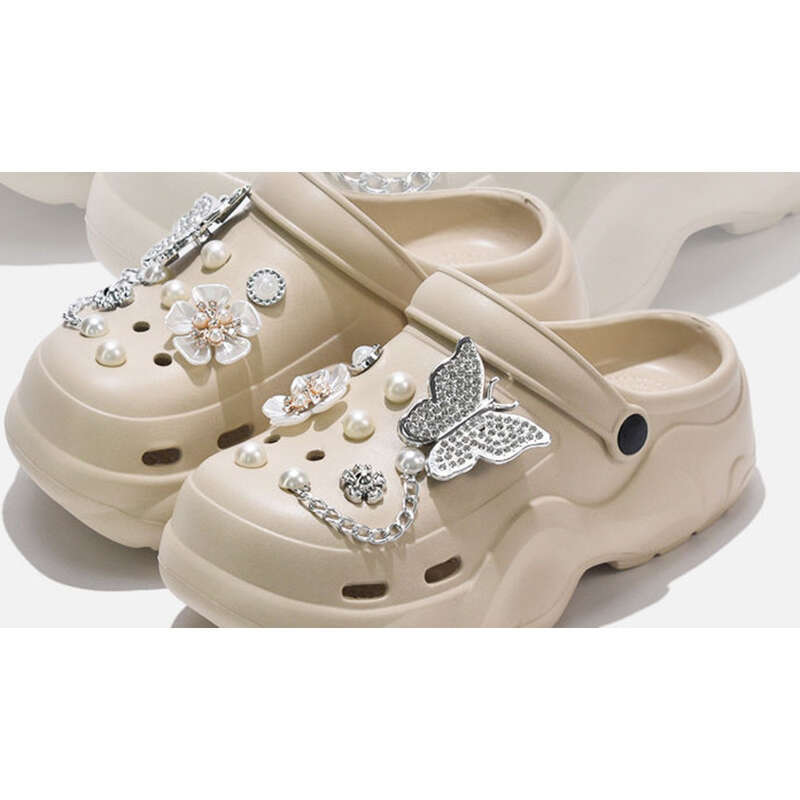 Sommermuster Glitzer EVA Dicke Sohle Loch Schuhe (Damen), Rutschfeste Und Geruchshemmende Strandbekleidung_voghion.com