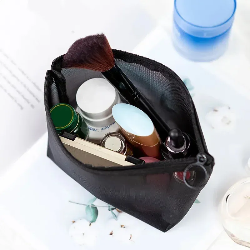 1 trousse de toilette noire pour femme, trousse de toilette transparente, trousse de maquillage, pochette de lavage, petite et grande taille_voghion.com