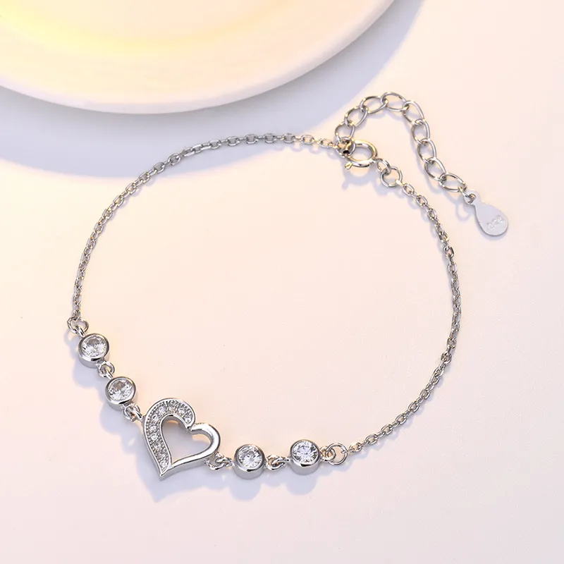 Wholesale Jewelry Love Ladies Korean Sterling Crystal Heart-shaped Bracelet_ipsvogv.com