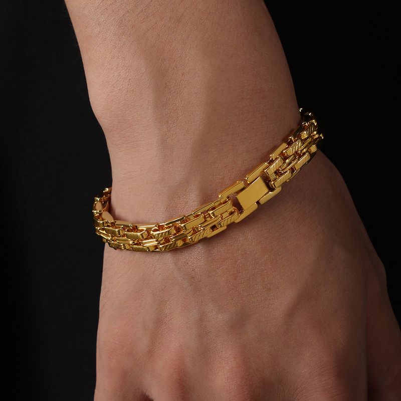 Mëttelalterleche Stil, einfach a villfälteg, High-End Accessoiren, robust texturéiert Auerbanddesign, Titanstol Gold_voghion.com