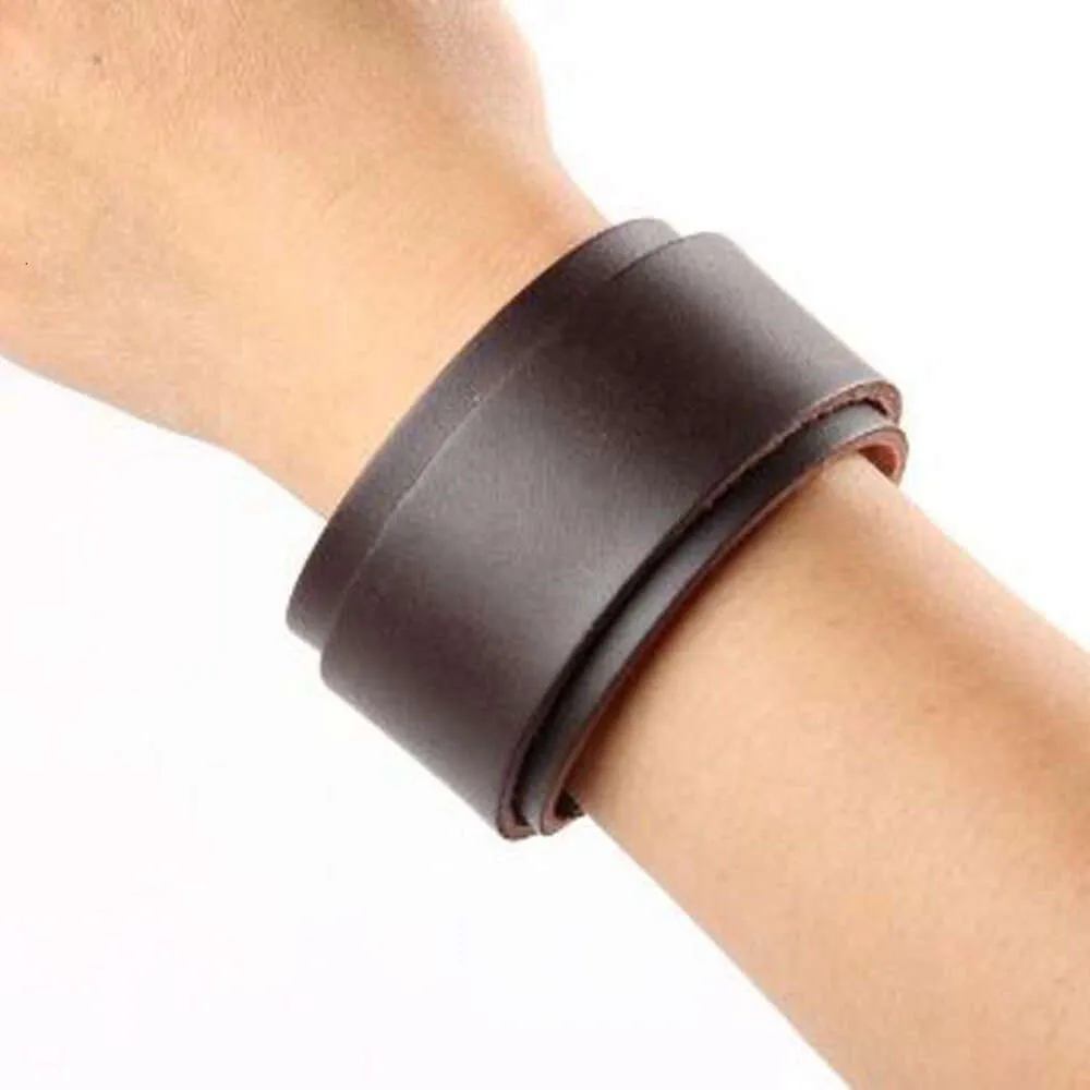 Bangle Fahion High-grade Punk Genuine Leather Mens Bracelet Contracted Wide Version Belt Type Hand Catenary Accessories_voghion.com