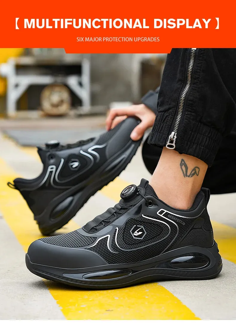 Chaussures de sécurité imperméables pour hommes, bout en acier, protection à coussin d'air et bouton rotatif, pointure 47/48, 250402_voghion.com