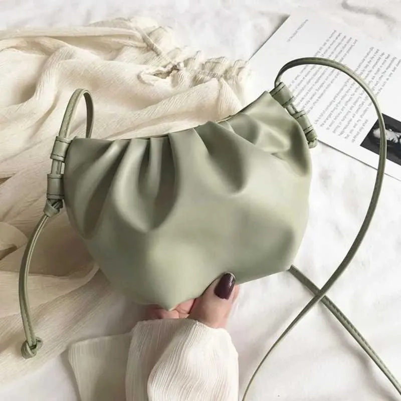 Módní dámská ramenní taška, nový příjezd, crossbody, jednobarevná, skládaný design, dámská mini zipová taška přes rameno, Cloud Bag_voghion.com