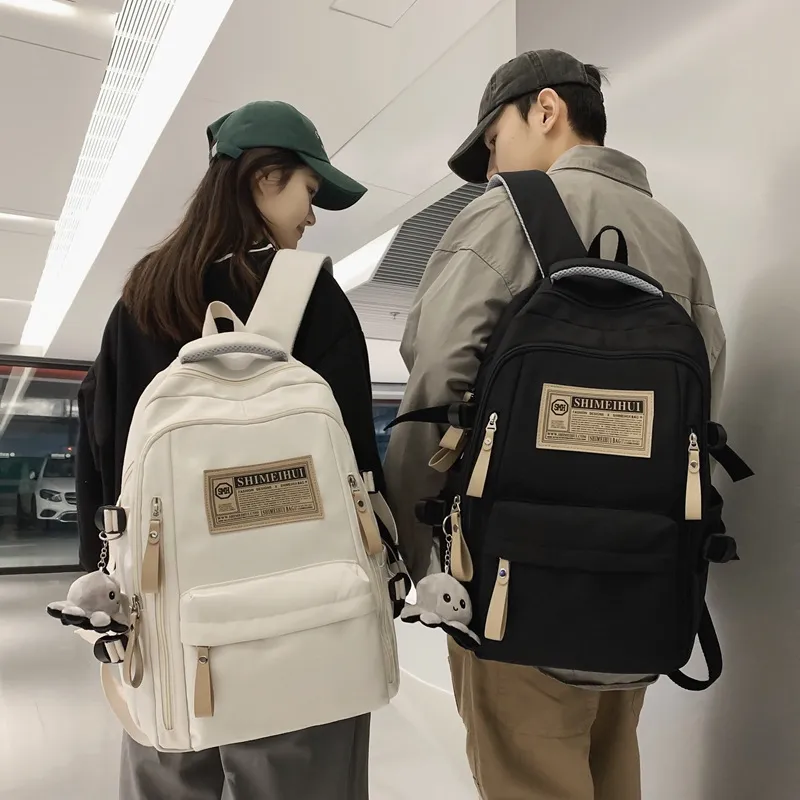 Mochila escolar de color liso, sencilla, para primavera y verano, para ordenador, viajes y ocio, de gran capacidad._voghion.com