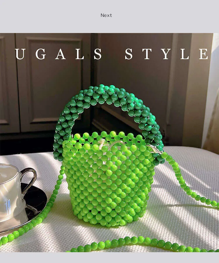 Mini Beaded Shoulder Bag For Women, Handmade Candy Colour Handbag_voghion.com