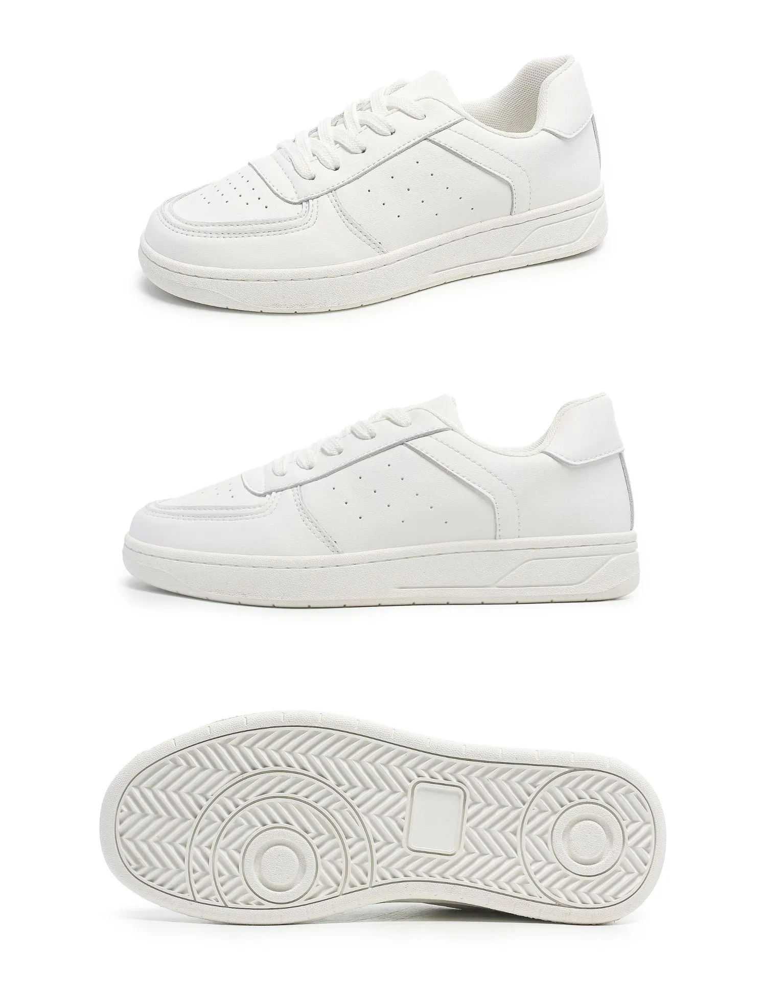 Genuine Leather Flat Bottomed Shallow Board Low Cut Solid Color Versatile Mesh Comfortable And Breathable Sports Shoes_voghion.com