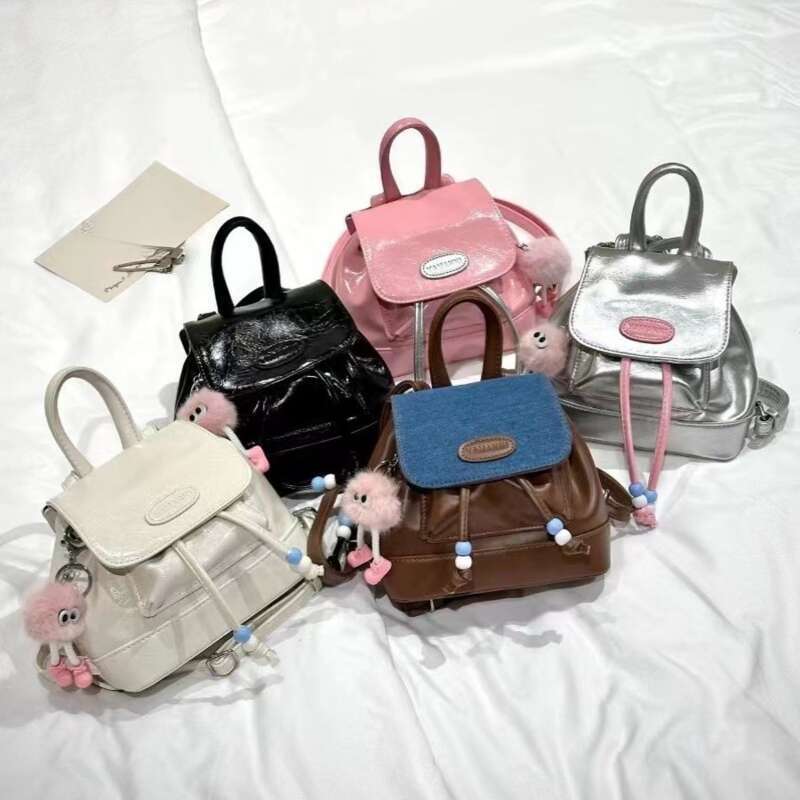 Versatile Cowboy Splicing 2024 Summer New Student Cute Plush Bear Backpack Hanging_voghion.com