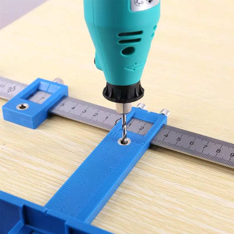 Multifunctional Furniture Carpentry Punch Locator Drill Guide Ruler Woodworking Hole Locator Adjustable Drilling Positioner Tool_voghion.com