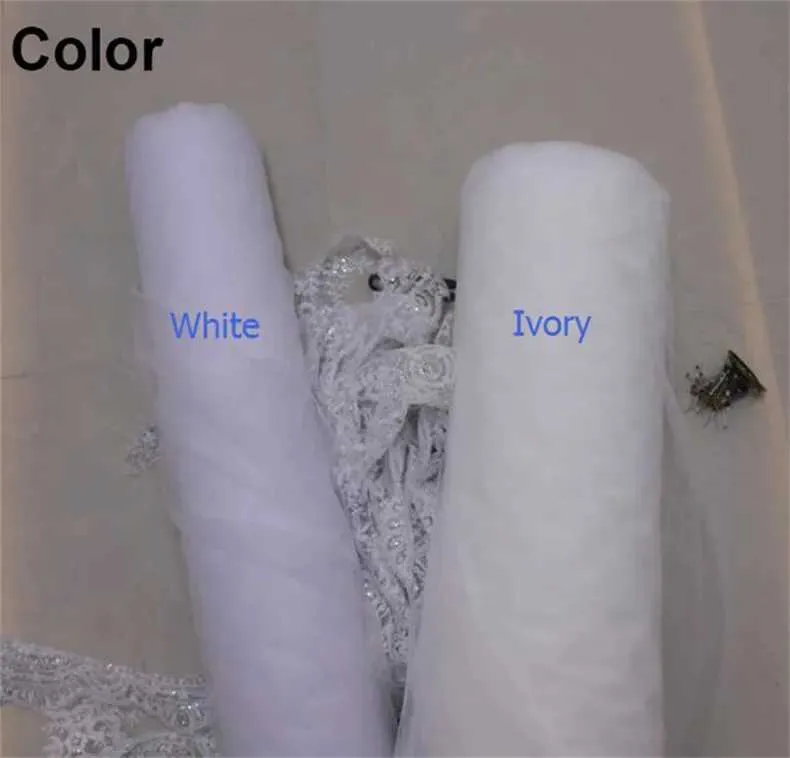 Gioielli per capelli, pizzo floreale romantico con pettine, singolo strato, 3 metri di lunghezza, velo da sposa color avorio, accessori per la sposa_voghion.com