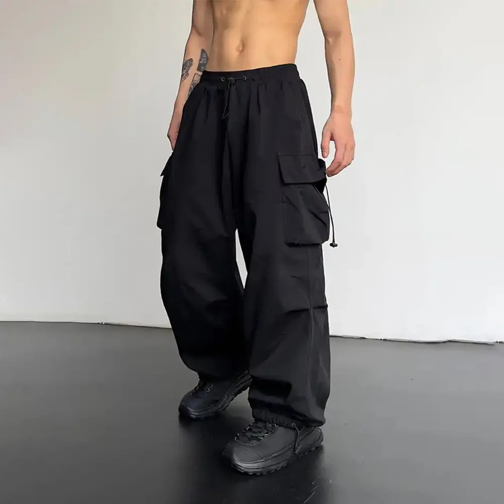 Herrenhose Männer Streetwear Vintage Y2k Hip Hop Wide Bein Jogger Baggy Casual Jogginghose Klassische Übergroße Fracht Fallschirm_voghion.com