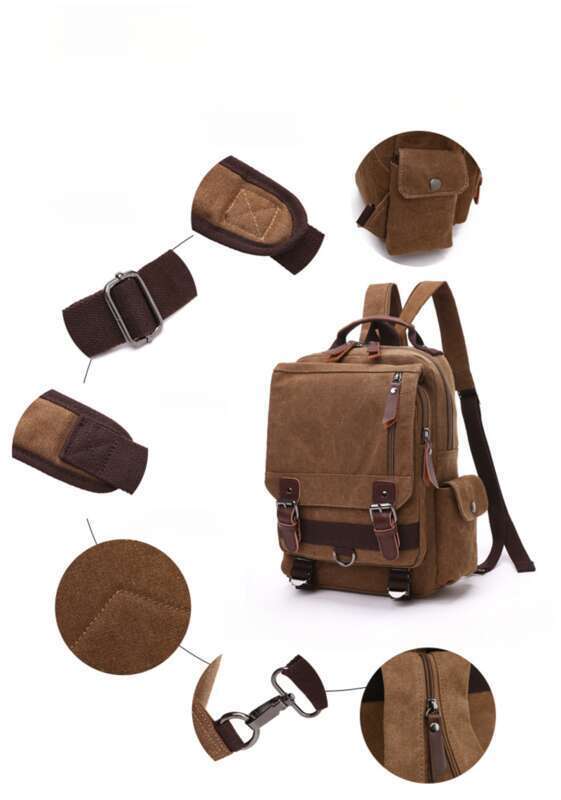 Zaino da viaggio in tela alla moda, diagonale, adatto per uomini e donne, singolo, doppio, a spalla._voghion.com