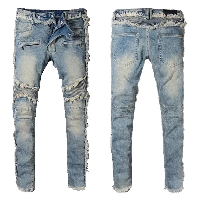 Jeans de créateur pour hommes Jean Lettre Distressed Skinny Ripped Biker Slim Fit Moto Bikers Denim pour homme Mode Mans_voghion.com
