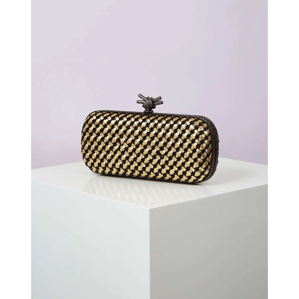 Gold Evening Clutch Bag For Women Leather And Bright E Woven Purse Elegant Ladies Metal Knot Party Handbag Bolsas_voghion.com