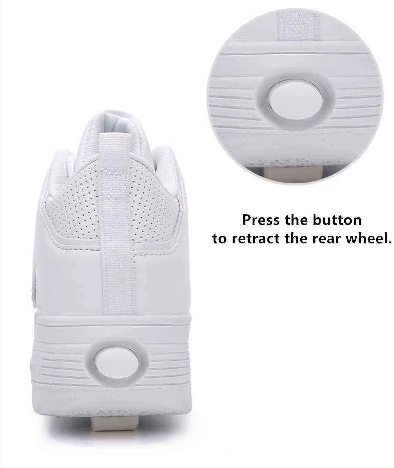 Chaussures de sport à roulettes avec deux roues pour enfants garçons filles mode tennis enfants garçon fille patinage roue sneaker_voghion.com