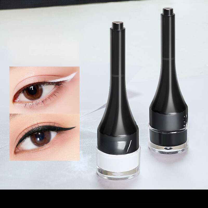 Weißer, nicht wasserfester, schwarzbrauner, flacher flüssiger Gel-Eyeliner für Frauen, wischfester Typ_voghion.com