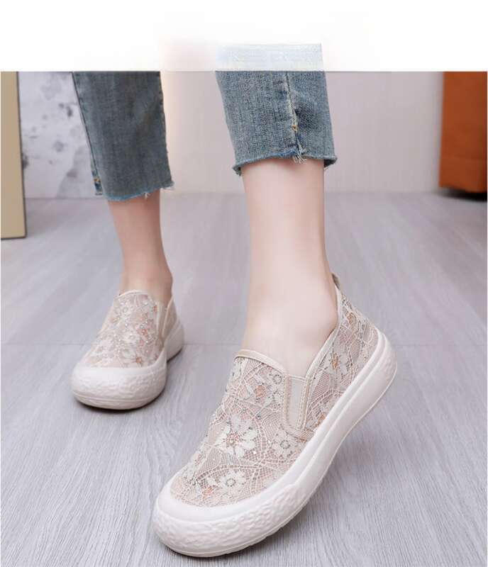 Scarpe da pescatore con fondo spesso, primavera ed estate, nuove e traspiranti, allacciate in rete, singole, pigre, scarpe casual da donna con un solo piede_voghion.com