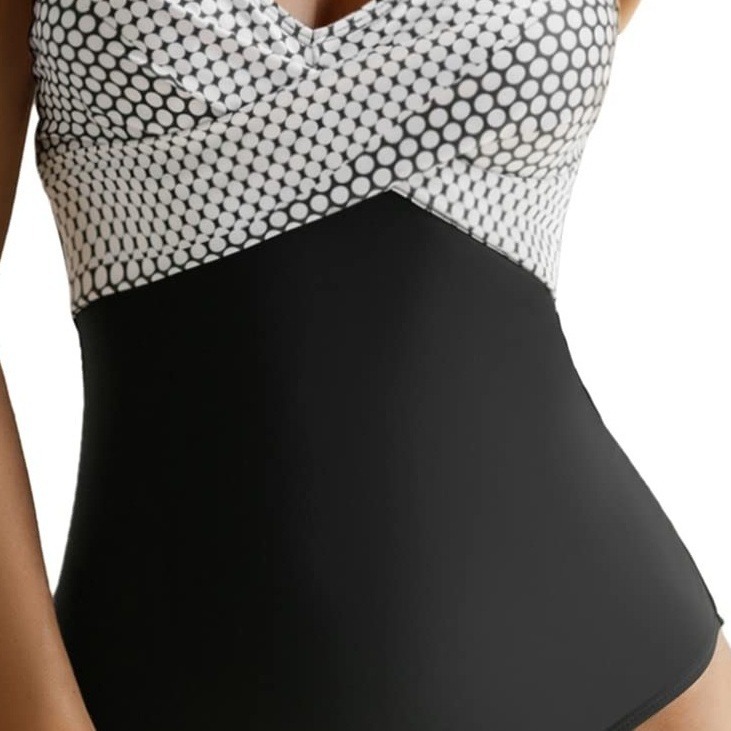 Damen Bikini-Badeanzug mit V-Ausschnitt, farblich passender Träger, rückenfrei, sexy, einteiliger Badeanzug_voghion.com