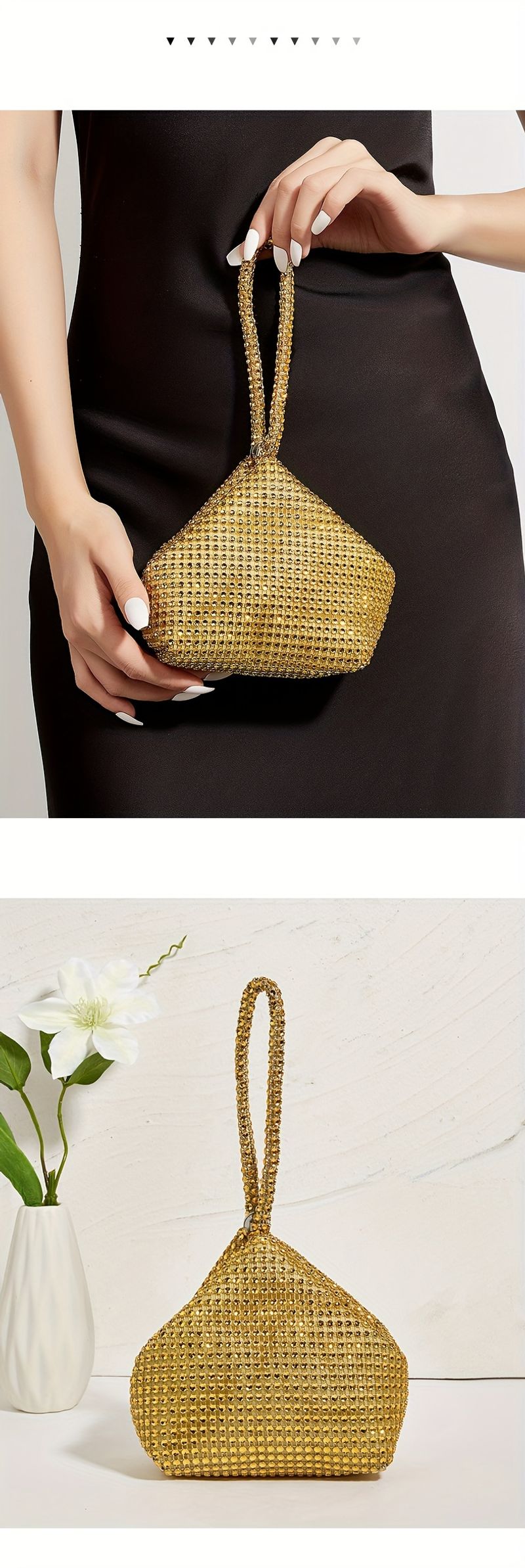 Mini pochette con strass scintillanti, elegante e funzionale pochette, borsetta alla moda e borsa a mano per la donna_voghion.com