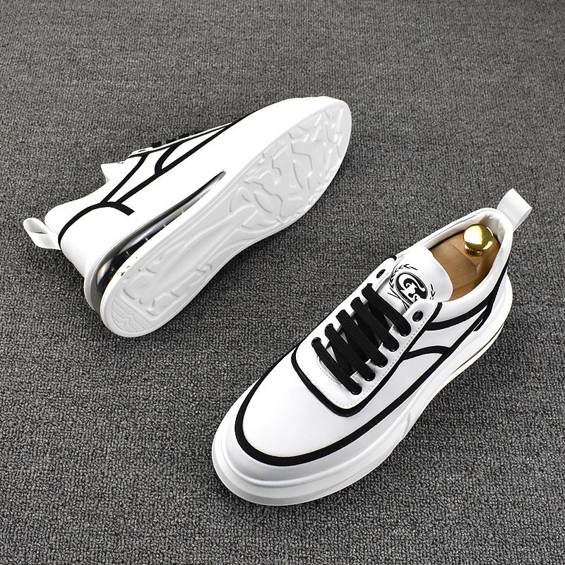 New Spring and Autumn Versatile Breathable Board Thick Sole Trendy Korean Low Top Men's Small White Shoes Increase in_voghion.com