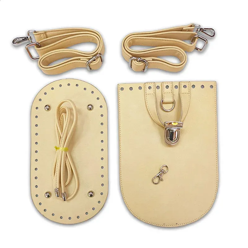 1 tracolla per borsa fatta a mano, set di fondi in pelle intrecciata con accessori hardware per zaino fai da te 240725_voghion.com