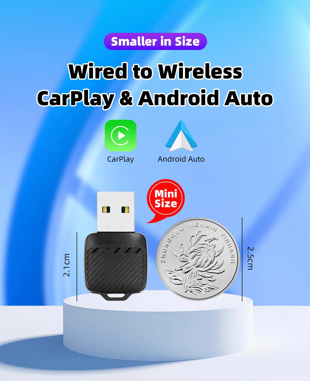 2-in-1 kabelloser CarPlay- und Android-Auto-Adapter, Kfz-Dongle mit automatischer Verbindung, Plug & Play für iPhone und Android-Geräte (werkseitig verkabelt)._voghion.com