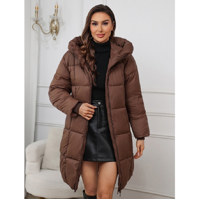 Elegant Long Hooded Coat For Women – Slim Fit Winter Jacket With Waist Belt (S-XXXL, 5 Colors)​