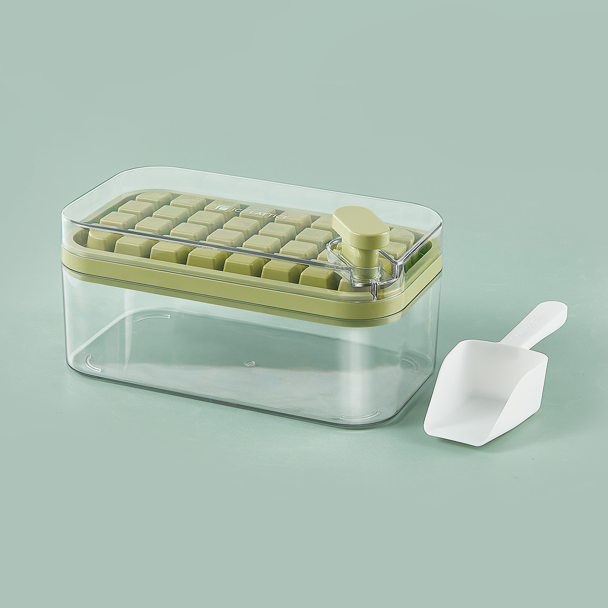 Stampo per cubetti di ghiaccio in silicone, grande capacità, stampo per cubetti di ghiaccio, riutilizzabile, per alimenti, con coperchio, palette per ghiaccio, accessori da cucina_voghion.com