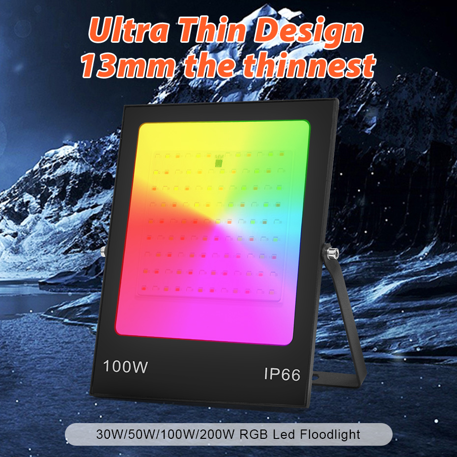 30W 50W 100W 200W RGB Led Flutlicht oder Warm/Kalt Weiß Led Flutlicht IP66 wasserdichte Wand Sportlights AC220V Außen Lampe_voghion.com