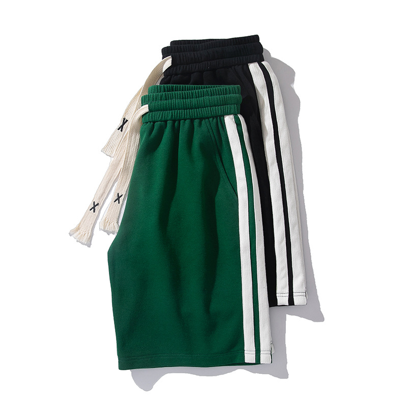 2023 Modne luźne pięciopunktowe uniwersalne dwurzędowe szorty w paski dla mężczyzn na lato na plażę Pa, koszykówka studencka na co dzień_voghion.com