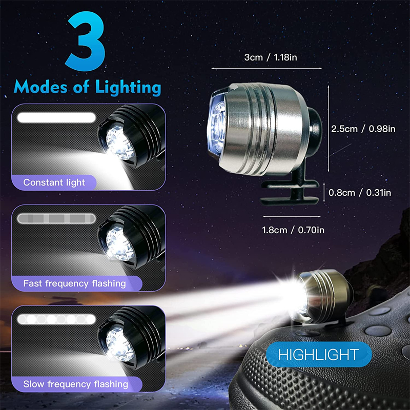 1 paio di fari mini luci divertenti accessori per scarpe luci notturne escursioni campeggio sport all'aria aperta illuminazione scarpe decor_voghion.com