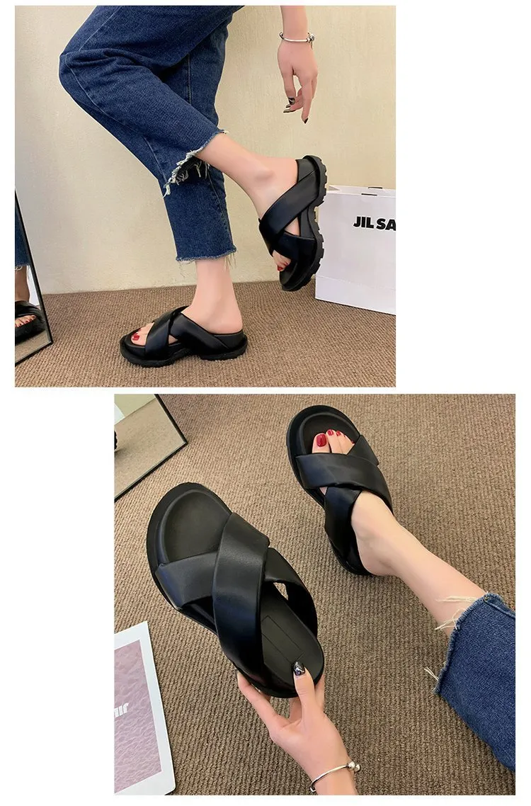 2022 Nw Womn Non-slip Platform Slipprs Summr Comfortabl Bach slids Woman Fashion Thick Sol outdoor sandals_voghion.com