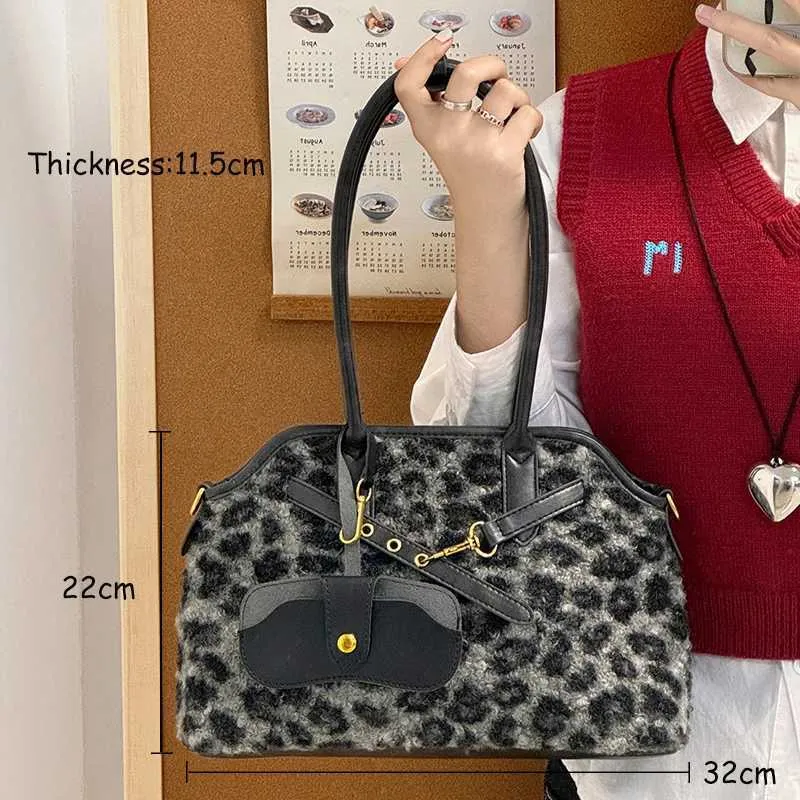 Sacs à main vintage Veet pour femmes, sacoches en peluche à imprimé léopard, sac à bandoulière, grande capacité, sacs à bandoulière pour femmes_voghion.com