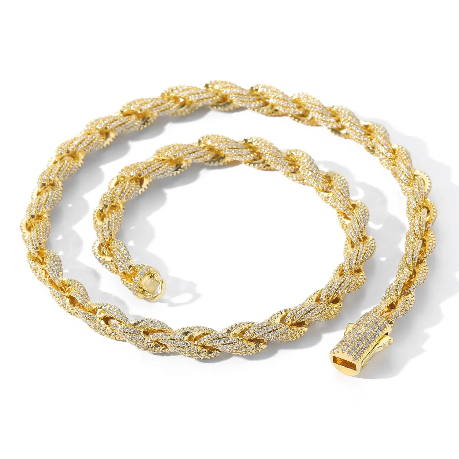 Superato il test GRA Diamante Moissanite Miami 8mm Catena a corda intrecciata Zircone completo Collana cubana Bracciale alla moda Rap Hip Hop_voghion.com