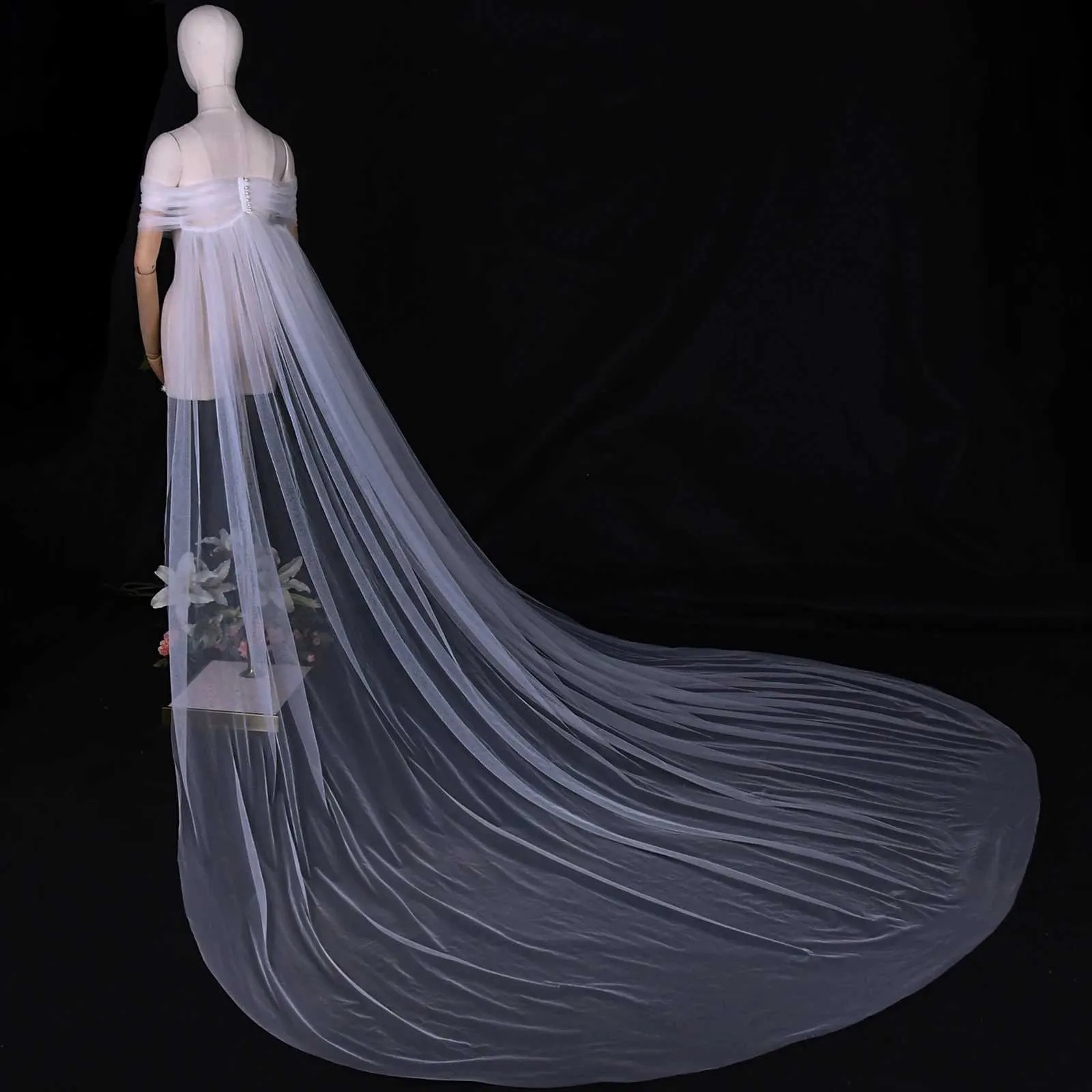 Haarsieraden VG87 Kathedraal Bruids Cape Sluier Bolero Jas Dames Plus Size Sjaal Bruid Accessoires Bruiloft Jas_voghion.com