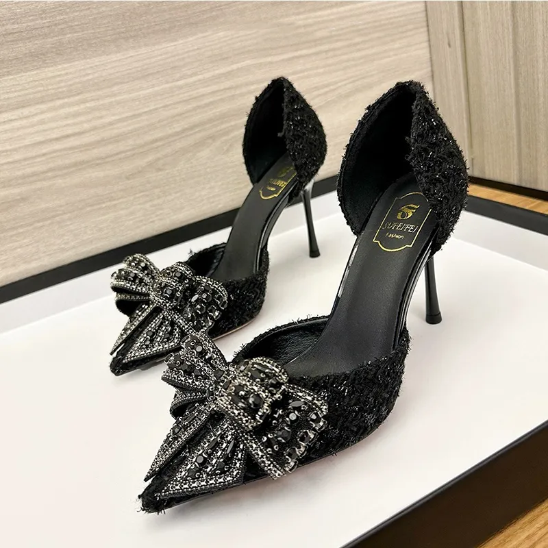 Parel Kristal Strik Wit Bruiloft Vrouwen 2024 Lente Merk Designer Hoge Hakken Pumps Vrouw Dunne Hak Feestschoenen_voghion.com