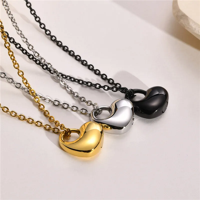Collier avec pendentif en forme de cœur en forme d'urne en acier inoxydable 316L pour femme, chaîne KOTiK Fashion, couleur noir, or et argent_voghion.com
