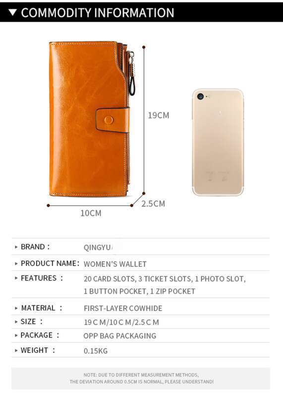 Real Leather Wallet, Ladies' Long Wallet, RFID Anti-theft, Oil Brushing, Wax Leather Multifunctional Wallet, Hand-held Bag_voghion.com