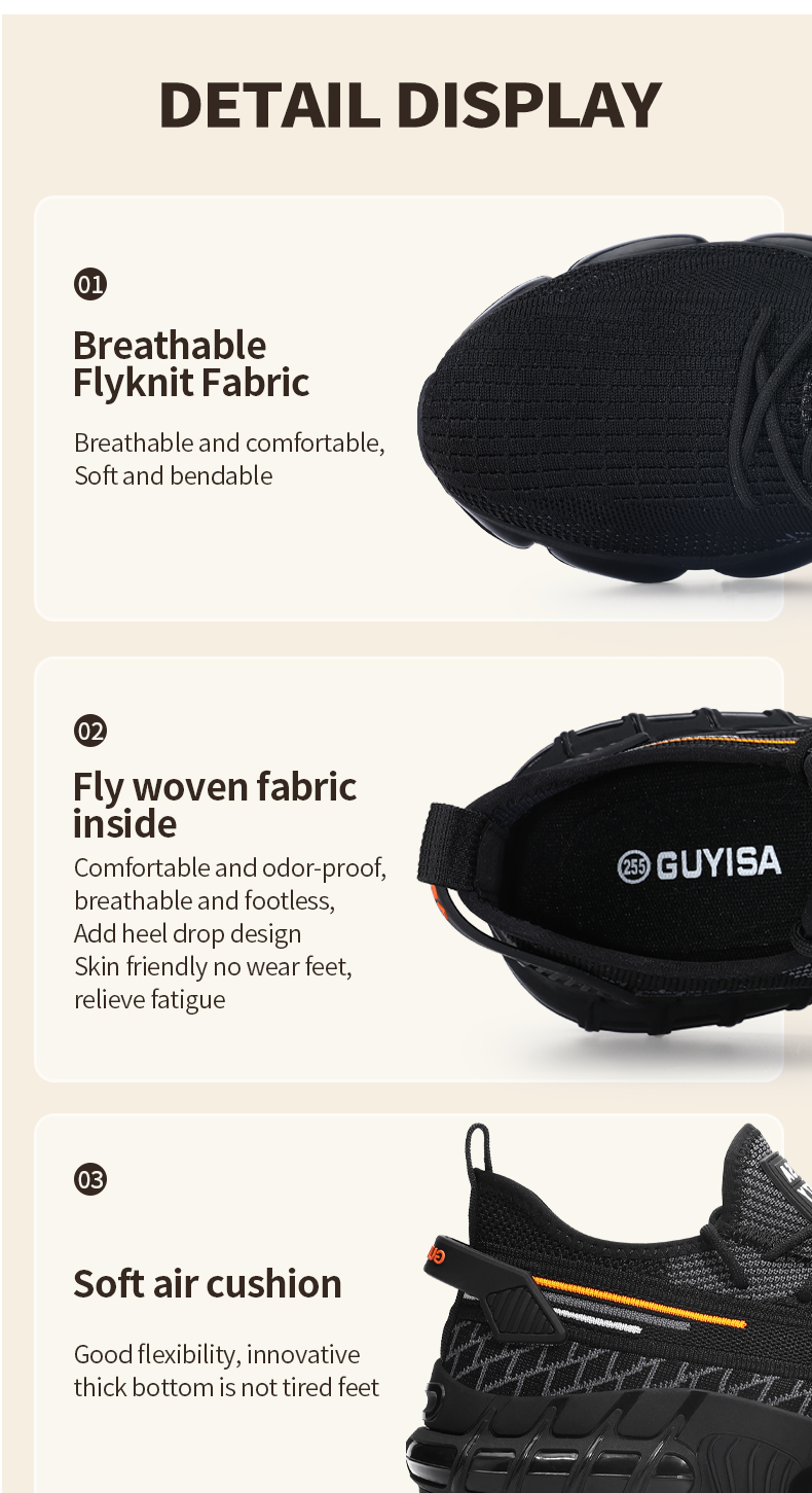 GUYISA Sicherheitsschuhe, ultraleicht, atmungsaktiv, rutschfest, langlebig und sicher, Arbeitsschuhe, Größe 37–45, 3018_voghion.com