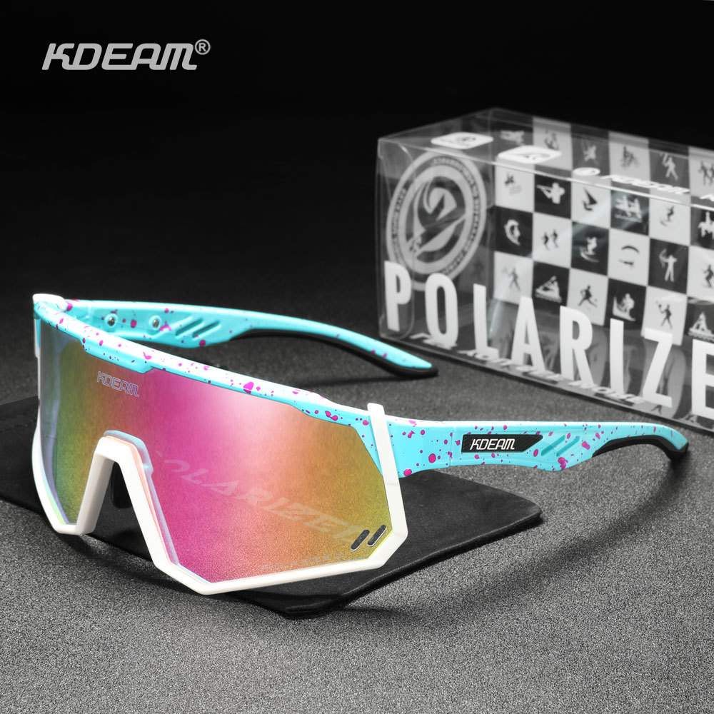2023 Nouvelles lunettes de soleil monobloc européennes et américaines KDEAM Lunettes de cyclisme d'extérieur polarisées TR90 Lunettes de sport 0722_voghion.com