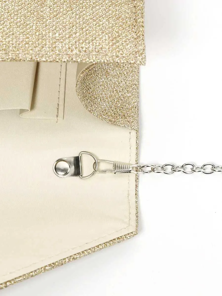 Womens envelope evening chain shoulder bag shiny sier long wallet womens wedding party clutch mini handbag Y241019_voghion.com