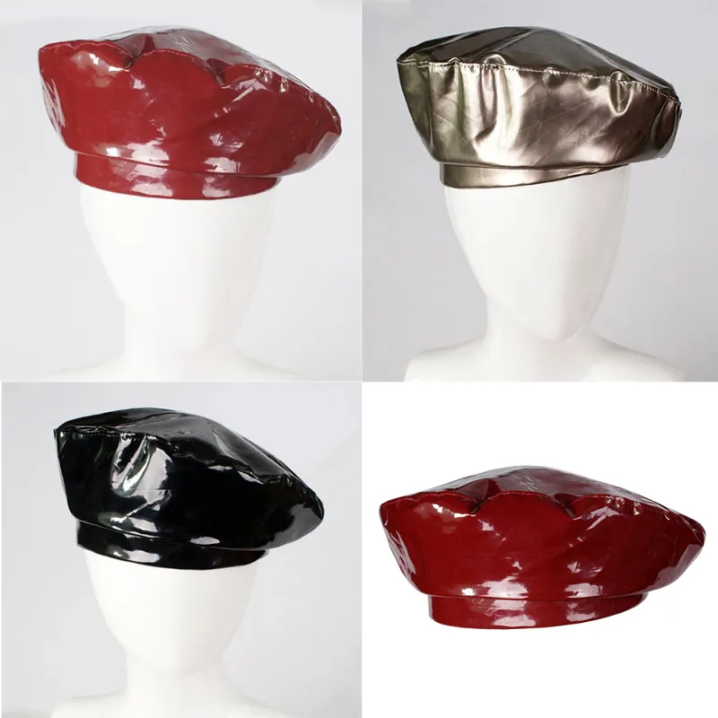 Berretti 2 pezzi PU specchio berretto donna primavera e autunno pittore cappello all'aperto moda casual temperamento hostess taglia M_voghion.com